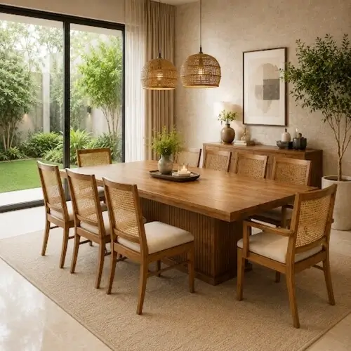Spacious 8 seater wooden dining table set made in Indore