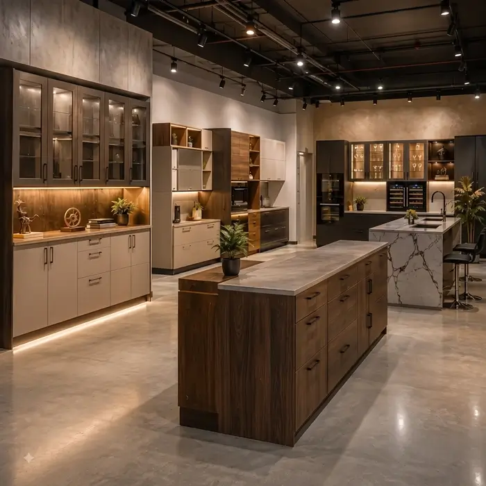 Modern wooden cabinets collection at Raipur showroom