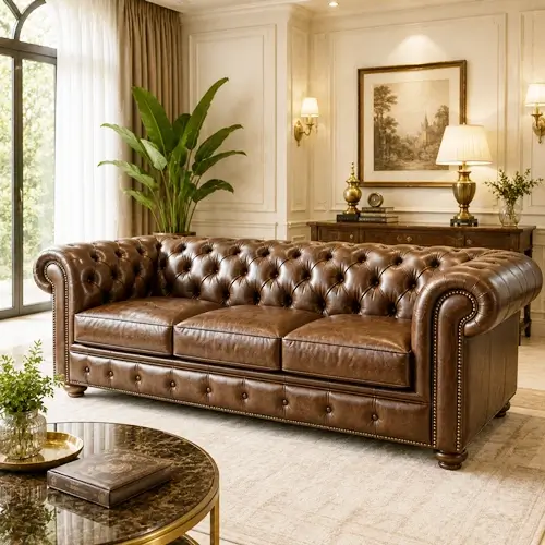 Classic chesterfield leather sofa in Raipur store