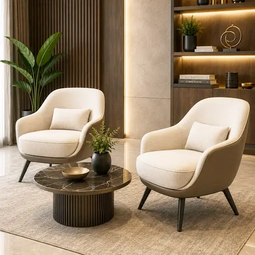 Modern comfortable lounge chairs at Mehidpurwala Indore studio