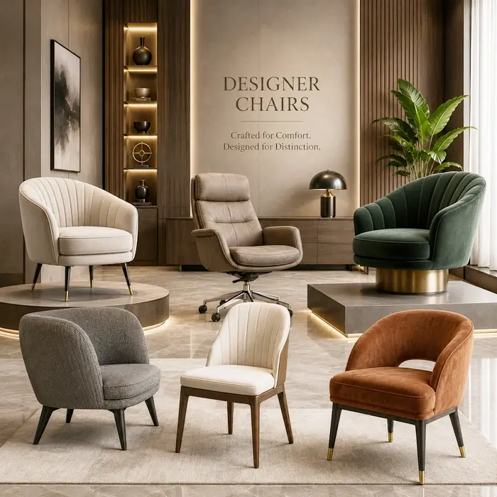 Wide range of designer chairs at Mehidpurwala Indore showroom