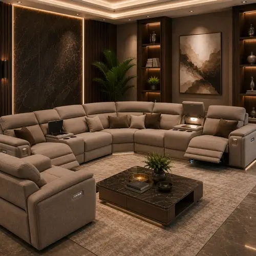 Luxury fabric corner sofa crafted in Raipur studio