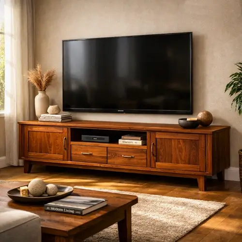 Floor standing wooden TV cabinet in Bhopal studio