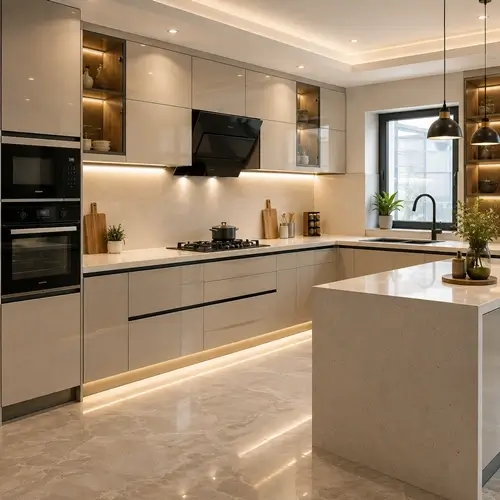 Modular wooden kitchen storage cabinets in Bhopal store