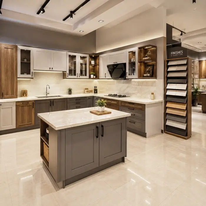 Elegant kitchen cabinets display at Mehidpurwala Bhopal