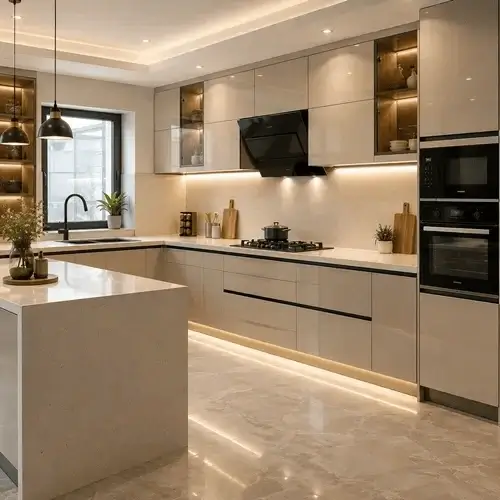 Durable kitchen storage cabinets in Raipur showroom