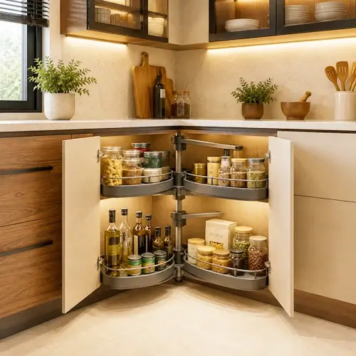 Space-saving kitchen corner rack unit available in Indore store