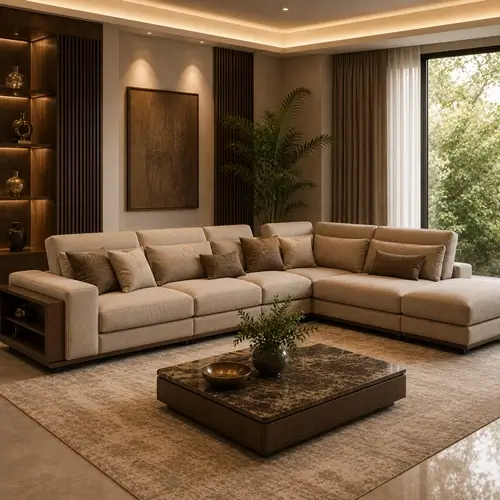 Spacious L shape sofa for living rooms in Raipur studio