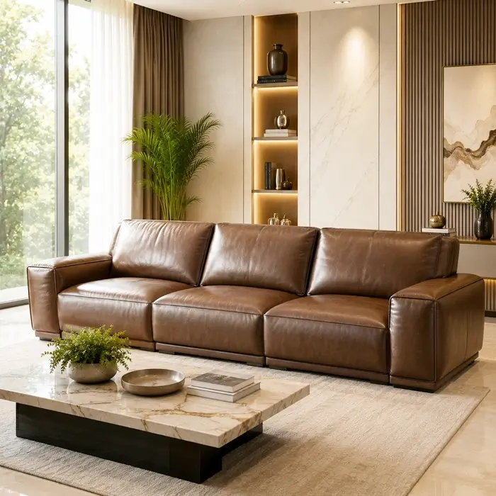 Luxury leather sofa display at Mehidpurwala Raipur