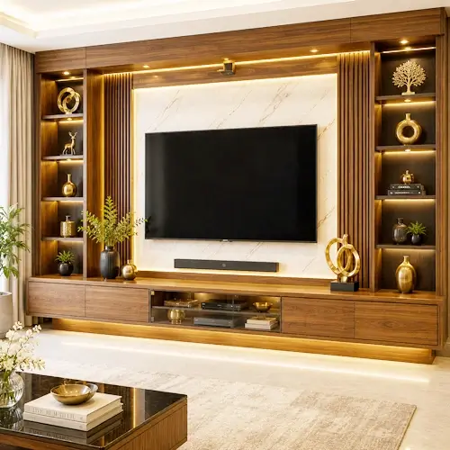 Luxury TV showcase entertainment unit in Indore showroom