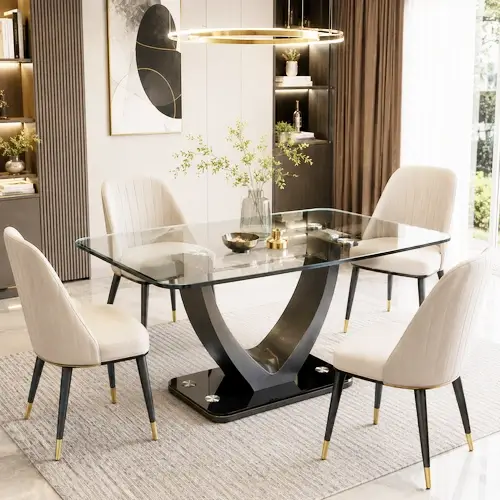 4 seater glass top dining tables.
