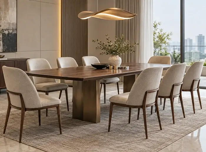 Modern minimalist 8 seater dining table set for contemporary dining spaces