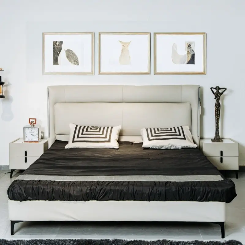 Modern wooden king size bedroom set with storage