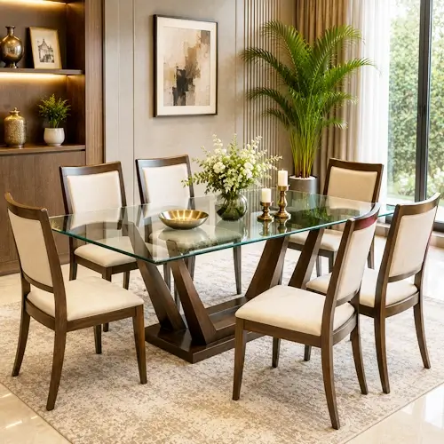 Glass top dining configurations.