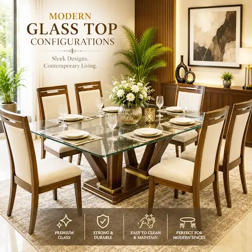 Glass top dining tables Raipur.