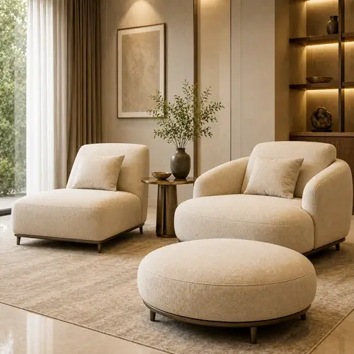 Minimalist fabric lounger sofas