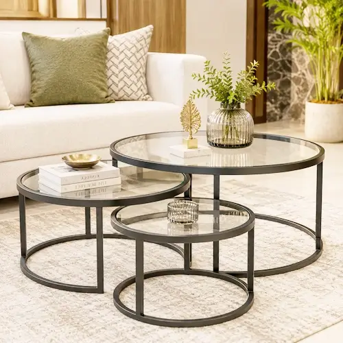 Nested glass coffee tables Indore.
