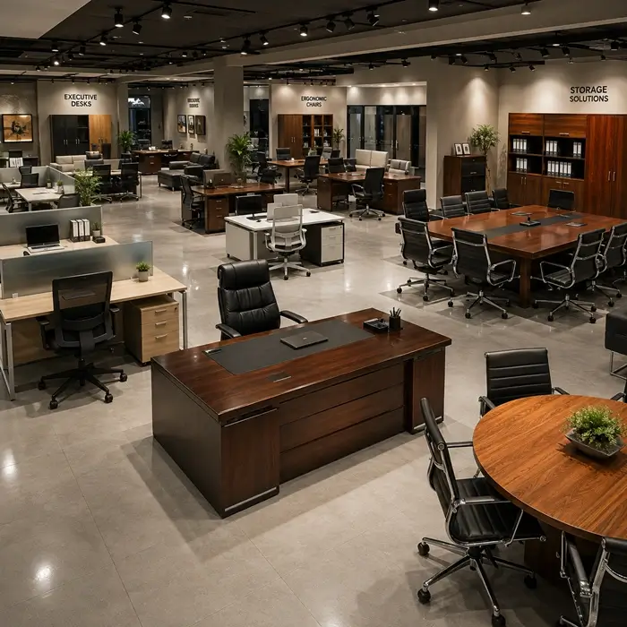 Exclusive office furniture display at Mehidpurwala Bhopal