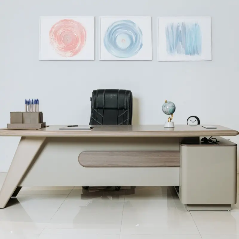 Office workstation desk with executive chair