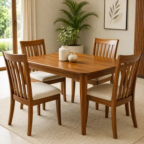 4 seater teak wood dining sets.