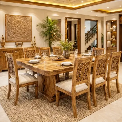 Handcrafted royal teak 8 seater dining in Raipur