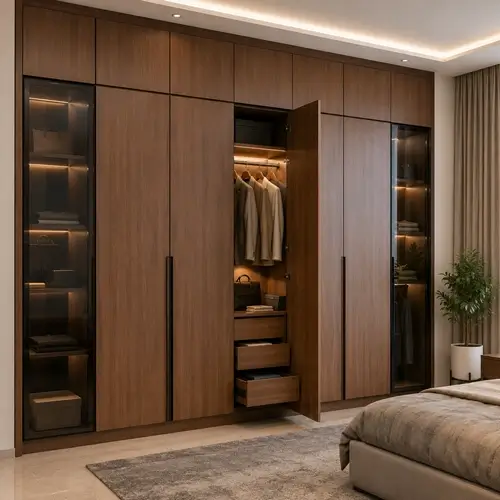 Modern spacious wardrobes for bedroom in Raipur studio