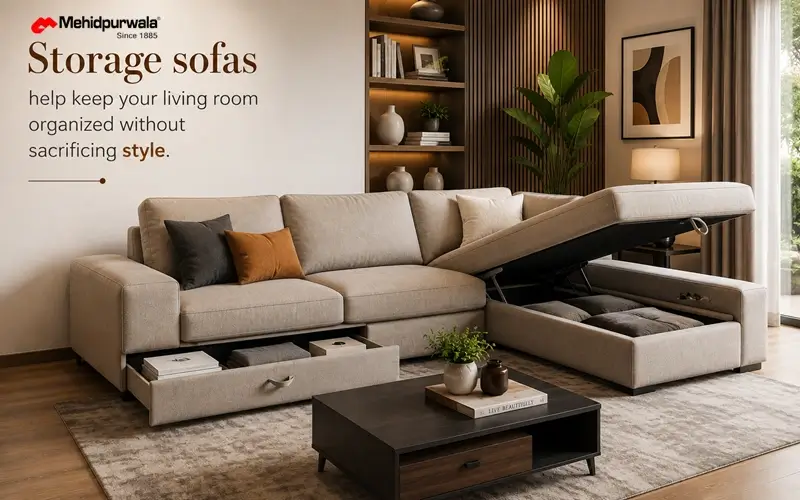 Storage corner sofa for living room