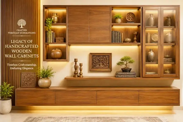 Legacy of handcrafted wooden wall cabinets at Mehidpurwala Indore