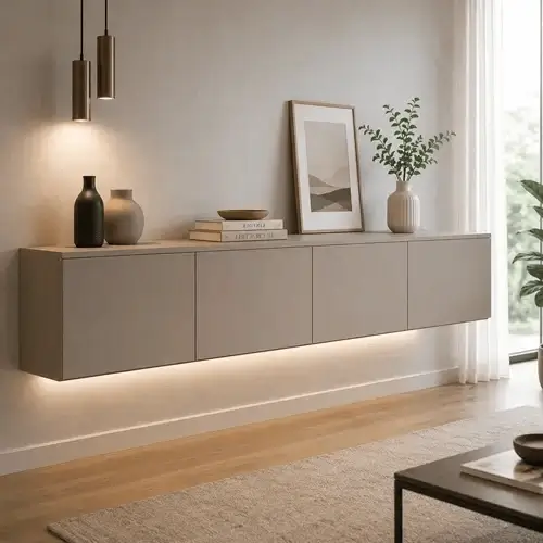 Space saving wall mounted cabinets in Raipur studio