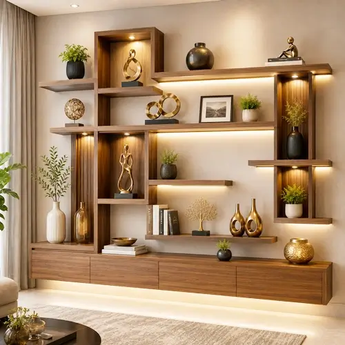 Designer wall display shelves unit in Mehidpurwala Indore studio